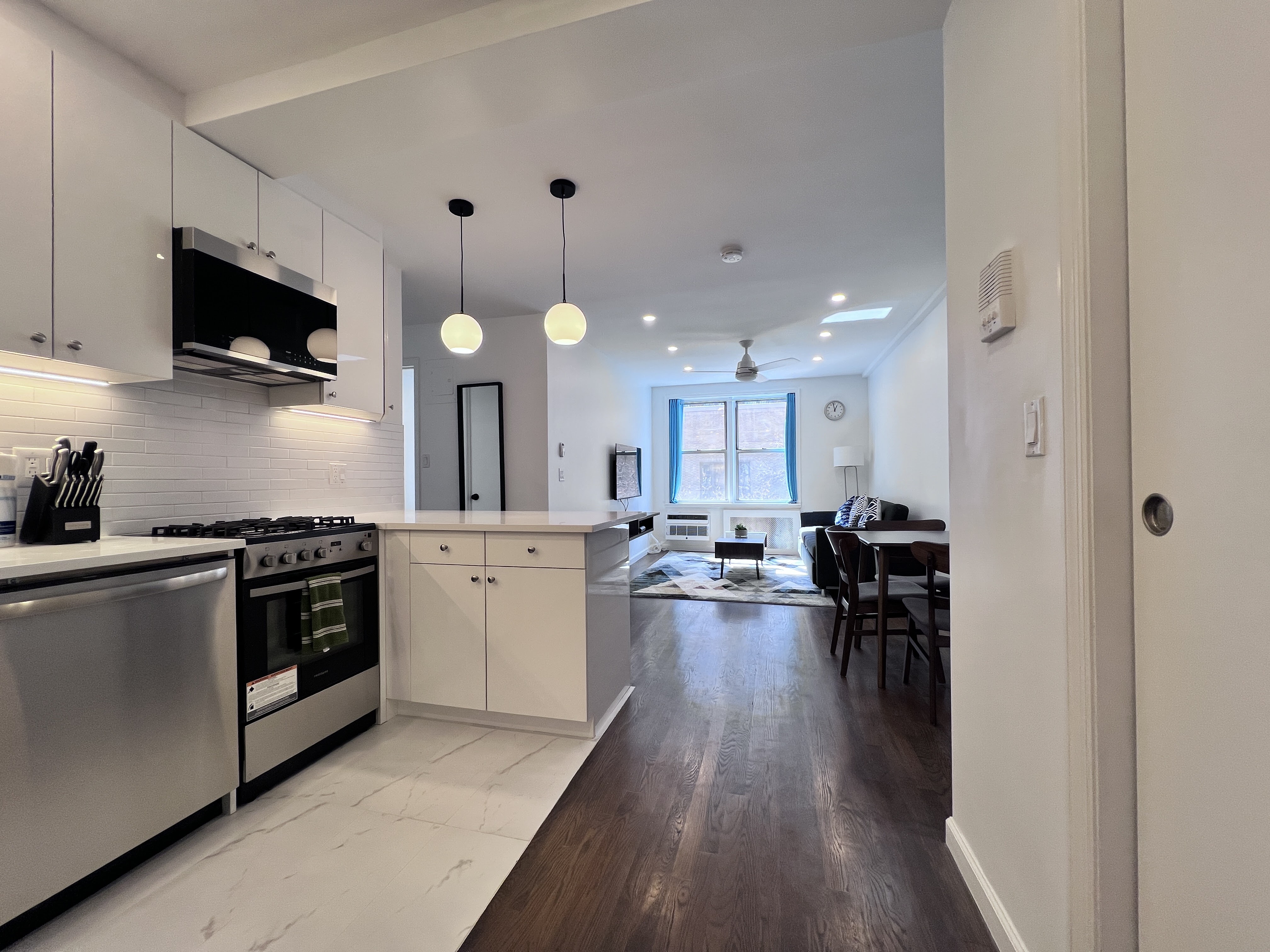 Modern kitchen and living area